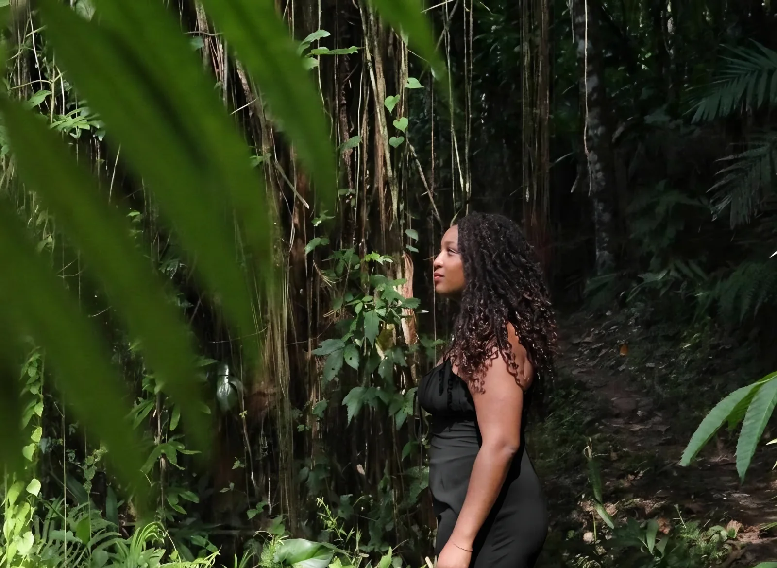 Crystal standing in the forest