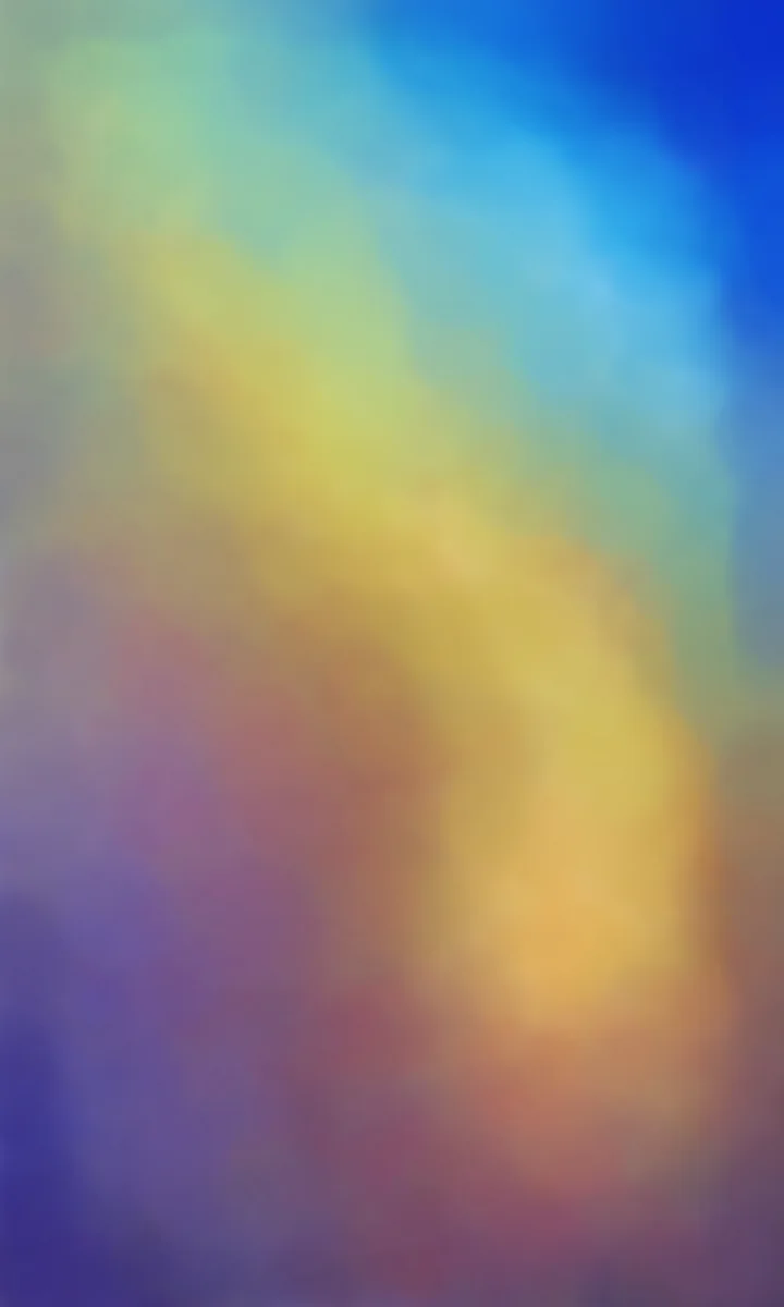 Vertical abstract energy art blending blue, turquoise, yellow, and violet